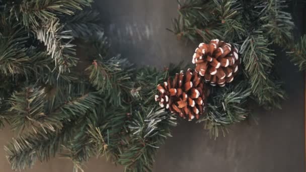 Árbol de Navidad con cono de abeto — Vídeos de Stock