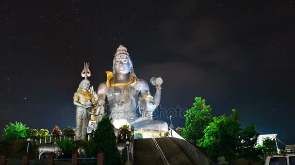 God Shiva in Murudeshwar timelapse nachts — Stockvideo