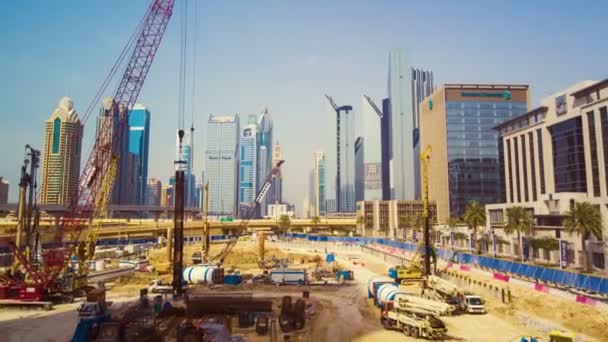 Dubai, Verenigde Arabische Emiraten - 21 September 2014: timelapse bouw in het centrum van dubai — Stockvideo