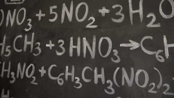 Chemical and mathematical equations wall room background paning — Stock Video