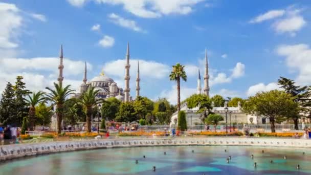 Timelapse della Moschea Blu o Sultanahmet all'aperto nella città di Istanbul in Turchia — Video Stock