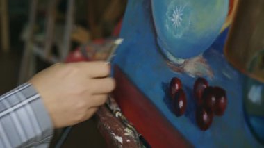 İn yakın el boyama natürmort resim tuval sanat atölyesi olarak üzerinde mans