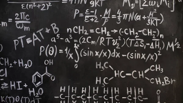 Chemical and mathematical equations wall room background — Stock Photo, Image