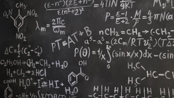 Chemical and mathematical equations wall room background — Stock Photo, Image