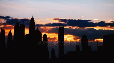 Timelapse Dubai marina cityscape siluet UAE Sunset'teki
