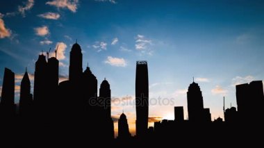 Timelapse Dubai marina cityscape siluet UAE Sunset'teki