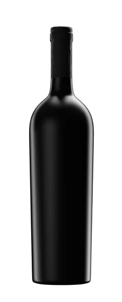 Garrafa de vinho de vidro fosco preto isolado em fundo branco (ilustração 3D ) — Fotografia de Stock