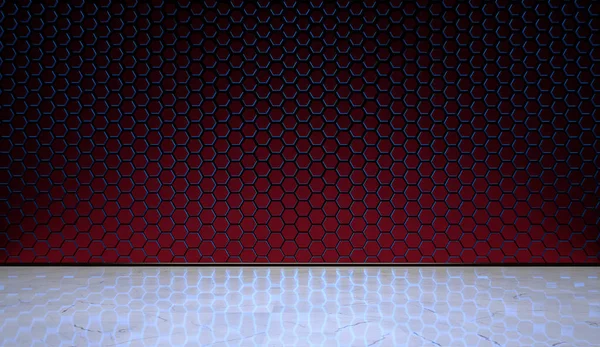 Zeshoekige muur met marmeren vloer — Stockfoto