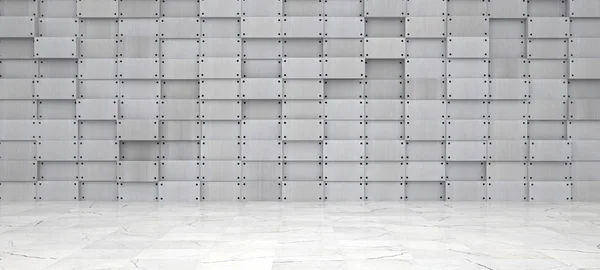 Ampla sala de metal com piso de mármore — Fotografia de Stock