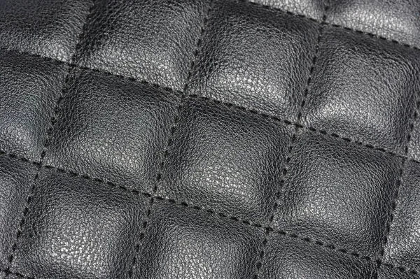 Black Quilted Leather Background — Stock Photo, Image