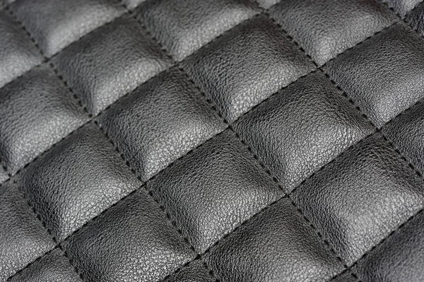Black Quilted Leather Background — Stock Photo, Image