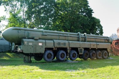 Saint Petersburg, Russia - June 25, 2016: RT-2PM Topol, Mobile Intercontinental Ballistic Missile in Service with Russia's Strategic Missile Troops