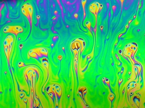 Beautiful psychedelic abstraction - interference in soap films — Stock Photo, Image