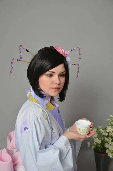 Dívka v Yukata — Stock fotografie