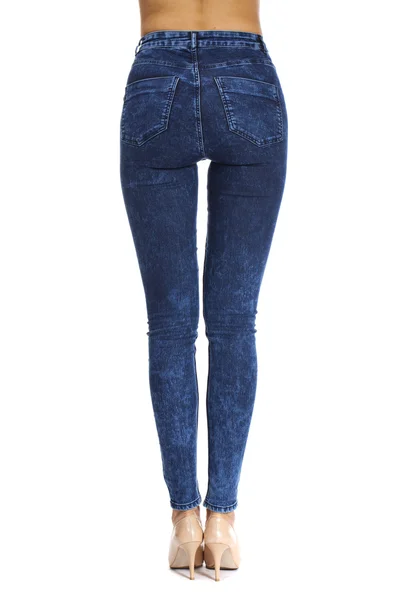 Vrouwelijk lichaam deel denim jeans, achteraanzicht — Stockfoto