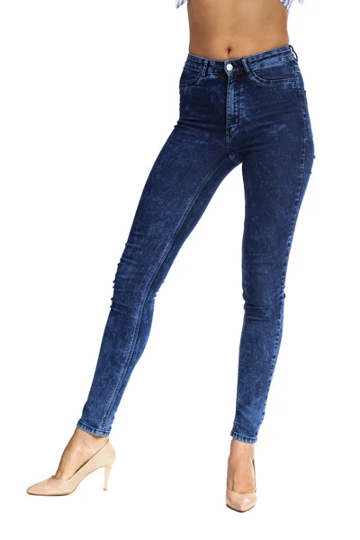 Corpo feminino parte jeans jeans jeans — Fotografia de Stock