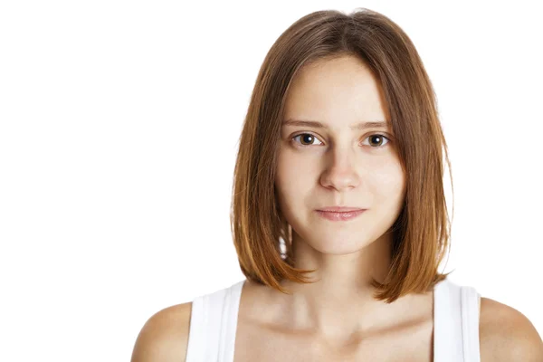 Retrato jovem bela mulher morena — Fotografia de Stock