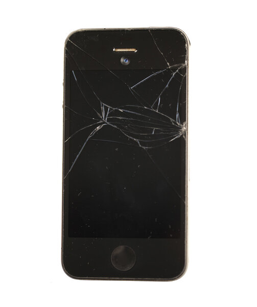 Мобильный смартфон со сломанным экраном
 