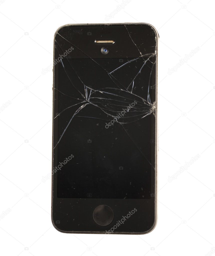 Mobile smartphone with broken screen 