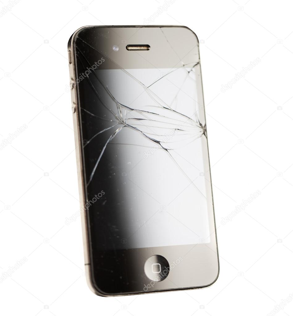 Mobile smartphone with broken screen 