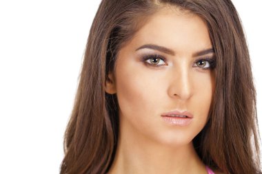 Mutlu güzel esmer kadın