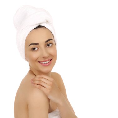 Spa için hazırlanıyor bared güzel bir kadın portresi tr