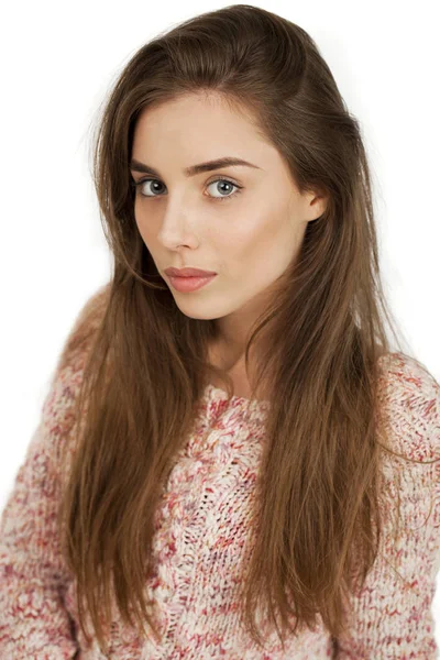 Schoonheid vrouw gezicht close-up portret. Vrouwelijke jonge model — Stockfoto
