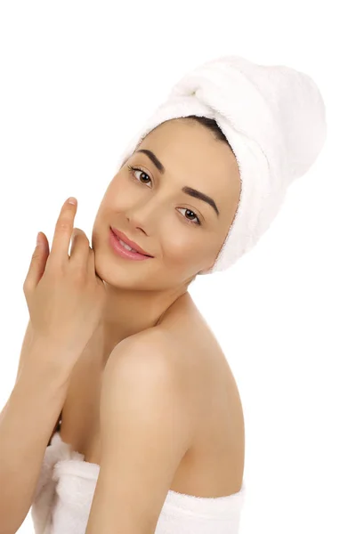 Portrait of a bared beautiful woman getting ready for the spa tr Royalty Free Stock Images