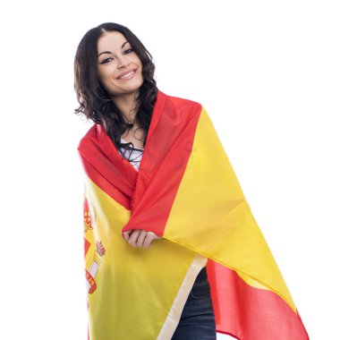 İspanyol bayrağı arka üzerinde genç kadın