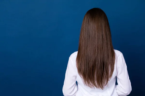 Mujer Long morena cabello, vista trasera —  Fotos de Stock