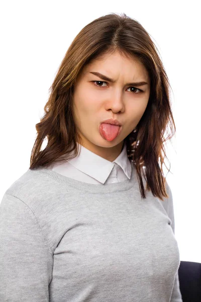 Closeup on mouth of females face, showing tongue — Stock Photo, Image