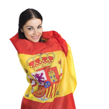 İspanyol bayrağı arka üzerinde genç kadın