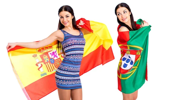 두 자매 여자-포르투갈과 스페인-친구 영원히 — 스톡 사진