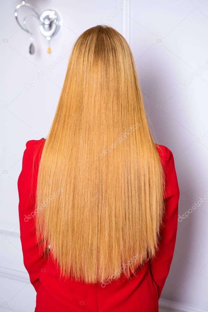 Female long straight blonde hair