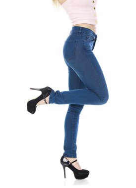 Kadın vücut parçası denim jeans