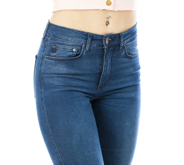 Corpo feminino parte jeans jeans jeans — Fotografia de Stock