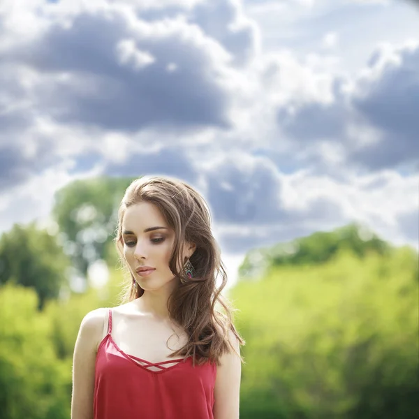 Portrait close up of young beautiful blonde woman — Stock Photo, Image