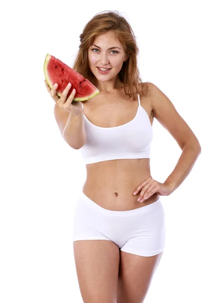 Fitnesz étrend, szelet görögdinnye — Stock Fotó