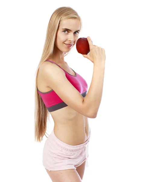 Jonge mooie blonde vrouw in Wit fitness kleding — Stockfoto