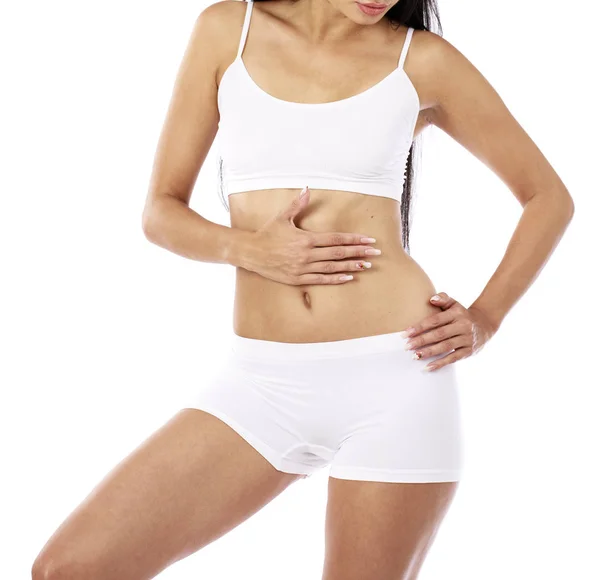 Spodní prádlo bílé fitness část těla — Stock fotografie