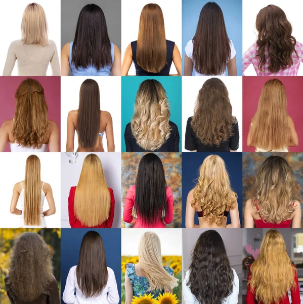 Collage Kvindelige hår - Stock-foto