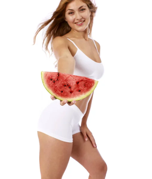 Fitness dieet, segment van watermeloen — Stockfoto