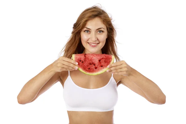 Fitness kost, skiva vattenmelon — Stockfoto