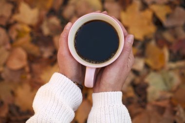 sonbahar yaprakları bir arka plan üzerinde siyah kahve