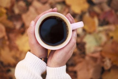 sonbahar yaprakları bir arka plan üzerinde siyah kahve