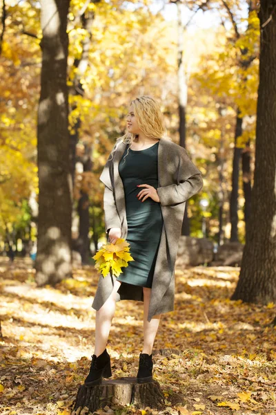 Portrait of a young beautiful woman in gray coat — Stock Photo, Image