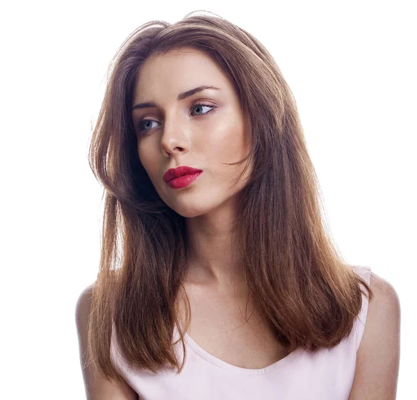 Closeup portret van een mooie jonge brunette vrouw — Stockfoto
