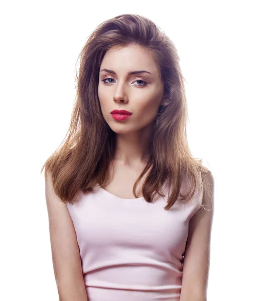 Closeup portrait of a beautiful young brunette woman — Stock Photo, Image