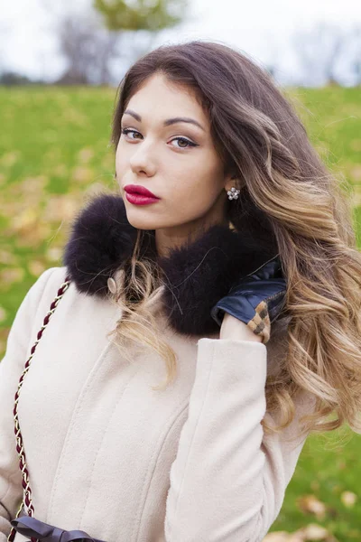 Portrait of beautiful young brunette woman — Stock Photo, Image