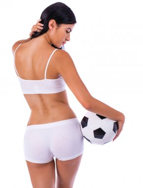 genç güzel kadın beyaz fitness giyim